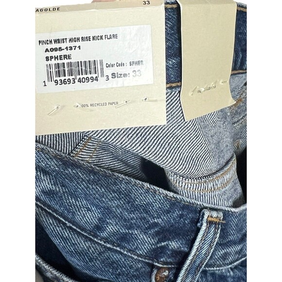 AGOLDE Pinch‎ Waist Kick Flare Jeans 33 High Rise Blue Organic Cotton Denim NWT - Picture 12 of 13